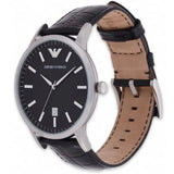 Emporio Armani Renato Analog Black Dial Black Leather Strap Watch For Men - AR11186 Authentic Buy Shop Now