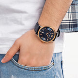 Emporio Armani Renato Analog Blue Dial Blue Leather Strap Watch For Men - AR11188 Authentic Buy Shop Now