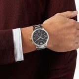 Emporio Armani Giovanni Chronograph Black Dial Silver Steel Strap Watch For Men - AR11208 Authentic Buy Shop Now