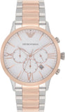 Emporio Armani Giovanni Chronograph Quartz White Dial Two Tone Steel Strap Watch For Men - AR11209 Authentic Buy Shop Now
