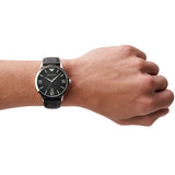 Emporio Armani Giovanni Analog Black Dial Black Leather Strap Watch For Men - AR11210 Authentic Buy Shop Now