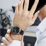 Emporio Armani Giovanni Analog Black Dial Black Leather Strap Watch For Men - AR11210 Authentic Buy Shop Now