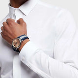 Emporio Armani Luigi Analog Beige Dial Two Tone NATO Strap Watch For Men - AR11212 Authentic Buy Shop Now