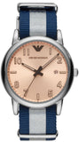 Emporio Armani Luigi Analog Beige Dial Two Tone NATO Strap Watch For Men - AR11212 Authentic Buy Shop Now