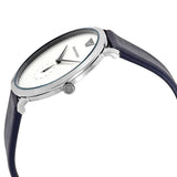 Emporio Armani Modern Slim Analog Silver Dial Blue Leather Strap Watch For Men - AR11214 Authentic Buy Shop Now