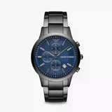Emporio Armani Renato Chronograph Quartz Blue Dial Black Steel Strap Watch For Men - AR11215 Authentic Buy Shop Now