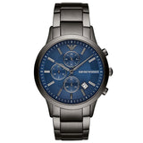 Emporio Armani Renato Chronograph Blue Dial Grey Steel Strap Watch For Men - A11215 Authentic Buy Shop Now