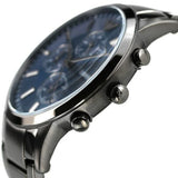 Emporio Armani Renato Chronograph Quartz Blue Dial Black Steel Strap Watch For Men - AR11215 Authentic Buy Shop Now