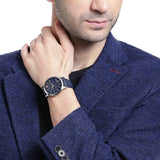 Emporio Armani Renato Chronograph Blue Dial Black Leather Strap Watch For Men - AR11216 Authentic Buy Shop Now