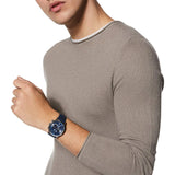 Emporio Armani Renato Chronograph Blue Dial Black Leather Strap Watch For Men - AR11216 Authentic Buy Shop Now