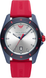 Emporio Armani Sigma Silver Dial Red Silicone Strap Watch for Men - AR11219