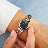 Emporio Armani Gianni T Bar Quartz Blue Dial Two Tone Steel Strap Watch For Women - AR11222 Authentic Buy Shop Now