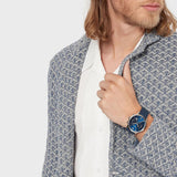 Emporio Armani Giovanni T Bar Chronograph Quartz Blue Dial Blue Leather Strap Watch For Men - AR11226 Authentic Buy Shop Now