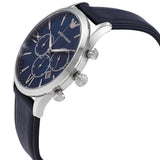 Emporio Armani Giovanni T Bar Chronograph Quartz Blue Dial Blue Leather Strap Watch For Men - AR11226 Authentic Buy Shop Now