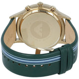 Emporio Armani Renato Chronograph Silver Dial Green Leather Strap Watch For Men - AR11233 Authentic Buy Shop Now