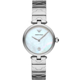 Emporio Armani Mother of Pearl Dial Silver Steel Strap Watch For Women - AR11235 Authentic Buy Shop Now