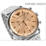 Emporio Armani Aviator Chronograph Beige Dial Silver Steel Strap Watch For Men - AR11239 Authentic Buy Shop Now