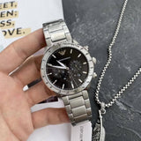 Emporio Armani Mario Chronograph Black Dial Silver Steel Strap Watch For Men - AR11241 Authentic Buy Shop Now
