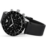 Emporio Armani Mario Chronograph Black Dial Black Leather Strap Watch For Men - AR11243 Authentic Buy Shop Now