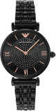 Emporio Armani Gianni T Bar All Black Diamond Dial Watch For Women - AR11245 Authentic Buy Shop Now