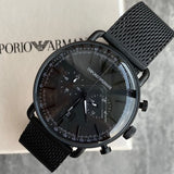 Emporio Armani Aviator Chronograph Black Dial Black Mesh Bracelet Watch For Men - AR11264 Authentic Buy Shop Now