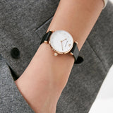 Emporio Armani Gianni T-Bar White Dial Black Leather Strap Watch for Women - AR11270 Authentic Buy Shop Now