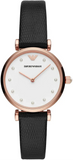 Emporio Armani Gianni T-Bar White Dial Black Leather Strap Watch for Women - AR11270