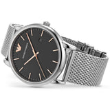 Emporio Armani Luigi Analog Black Dial Silver Mesh Bracelet Watch For Men - AR11272 Authentic Buy Shop Now