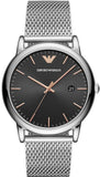 Emporio Armani Luigi Analog Black Dial Silver Mesh Bracelet Watch For Men - AR11272 Authentic Buy Shop Now