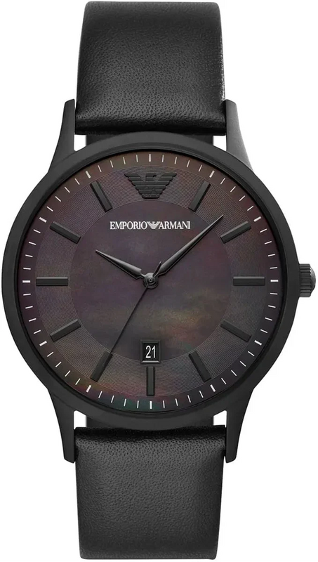 Emporio Armani Renato Black Dial Black Leather Strap Watch for Men - AR11276 Authentic Buy Shop Now