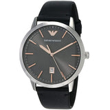 Emporio Armani Ruggero Grey Dial Black Leather Strap Watch for Men - AR11277 Authentic Buy Shop Now