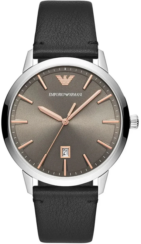 Emporio Armani Ruggero Grey Dial Black Leather Strap Watch for Men - AR11277 Authentic Buy Shop Now