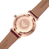 Emporio Armani Gianni T-Bar Analog Mother of Pearl Dial Red Leather Strap Watch For Women - AR11322 Authentic Buy Shop Now