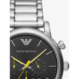 Emporio Armani Luigi Chronograph Black Dial Silver Steel Strap Watch For Men - AR11324 Authentic Buy Shop Now