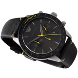 Emporio Armani Mario Chronograph Black Dial Black Leather Strap Watch For Men - AR11325 Authentic Buy Shop Now