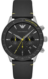 Emporio Armani Mario Chronograph Black Dial Black Leather Strap Watch For Men - AR11325 Authentic Buy Shop Now