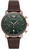 Emporio Armani Aviator Green Dial Brown Leather Strap Watch for Men - AR11334 Authentic Buy Shop Now