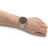 Emporio Armani Diver Quartz Brown Dial Two Tone Steel Strap Watch For Men - AR11340 Authentic Buy Shop Now