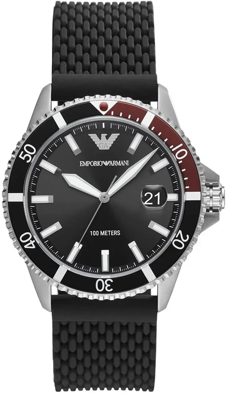 Emporio Armani Diver Black Dial Black Silicon Strap Watch for Men - AR11341 Authentic Buy Shop Now