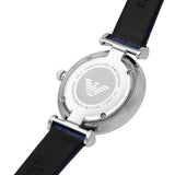 Emporio Armani Gianni T Bar Quartz Crystals Silver Dial Blue Leather Strap Watch For Women - AR11344 Authentic Buy Shop Now