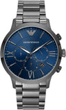 Emporio Armani Giovanni Chronograph Blue Dial Grey Steel Strap Watch For Men - AR11348 Authentic Buy Shop Now