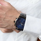 Emporio Armani Giovanni Chronograph Blue Dial Grey Steel Strap Watch For Men - AR11348 Authentic Buy Shop Now
