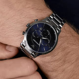 Emporio Armani Giovanni Chronograph Blue Dial Grey Steel Strap Watch For Men - AR11348 Authentic Buy Shop Now
