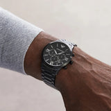 Emporio Armani Giovanni Chronograph Black Dial Black Steel Strap Watch For Men - AR11349 Authentic Buy Shop Now