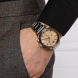 Emporio Armani Mario Chronograph Beige Dial Silver Steel Strap Watch For Men - AR11352 Authentic Buy Shop Now