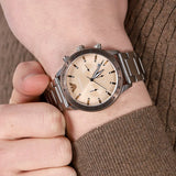 Emporio Armani Mario Chronograph Beige Dial Silver Steel Strap Watch For Men - AR11352 Authentic Buy Shop Now