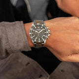 Emporio Armani Diver Chronograph Quartz Black Dial Silver Steel Strap Watch For Men - AR11360 Authentic Buy Shop Now