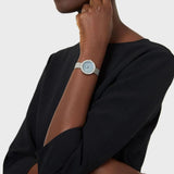 Emporio Armani Rosa Diamonds Mother of Pearl Blue Dial Silver Mesh Bracelet Watch For Women - AR11380 Authentic Buy Shop Now