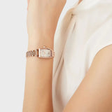 Emporio Armani Gianni T Bar Quartz Crystals White Dial Rose Gold Steel Strap Watch For Women - AR11406 Authentic Buy Shop Now