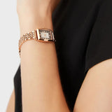 Emporio Armani Gianni T-Bar Analog Crystal Brown Dial Rose Gold Steel Strap Watch For Women - AR11407 Authentic Buy Shop Now